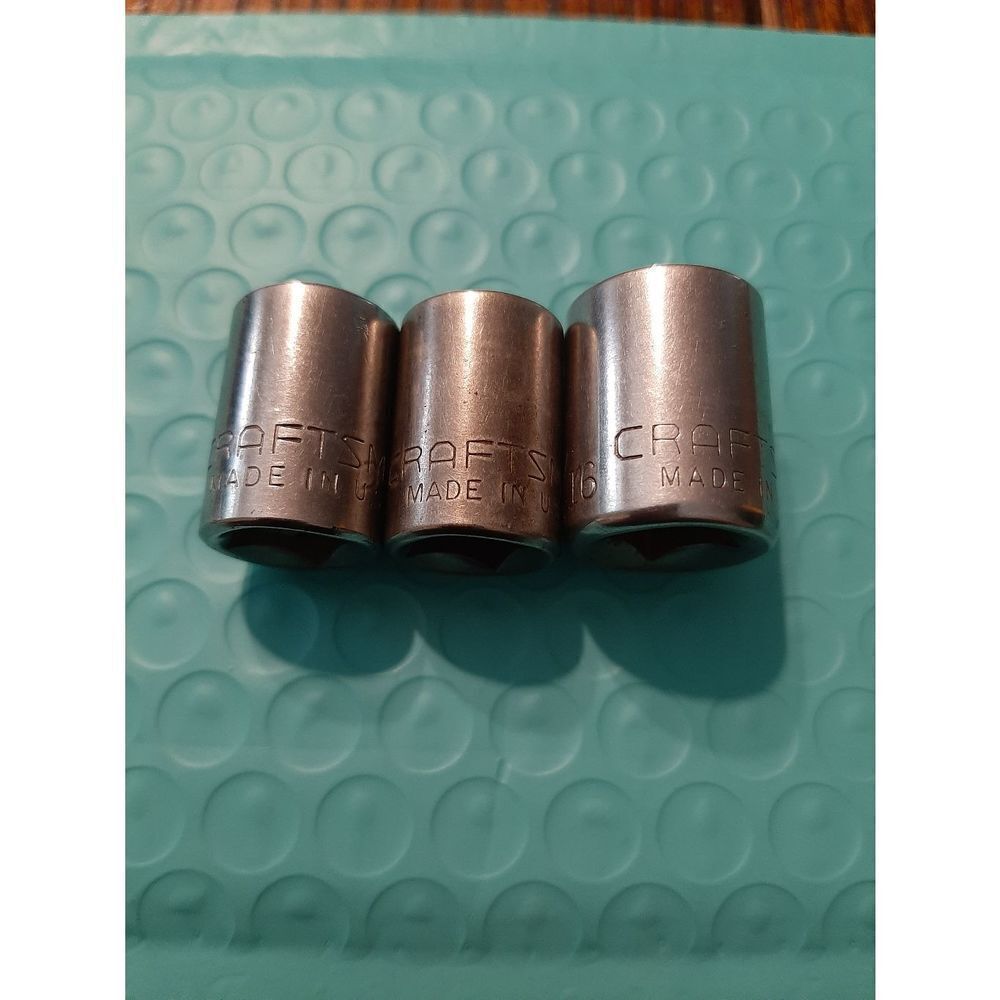 Vintage Craftsman Lot 3 7/16" 8 & 12 Point 3/8" Drive Sockets